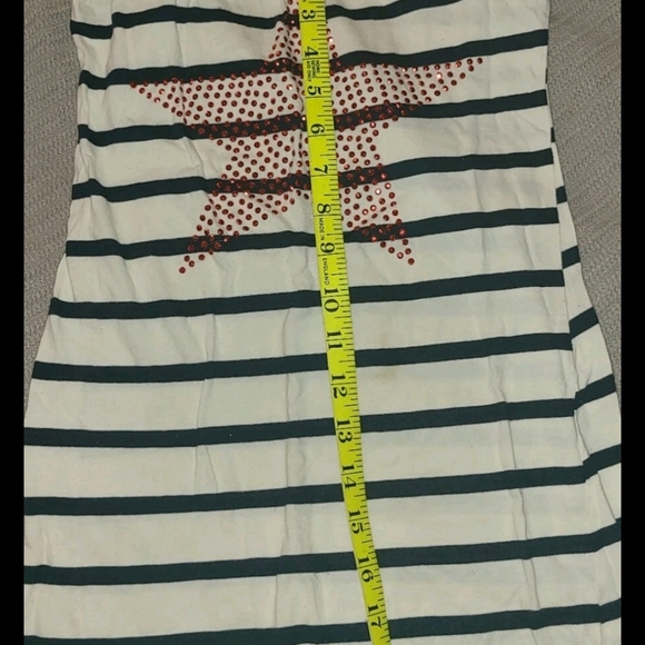 WOMAN'S BLUE STRIPED TANK SHIRT WITH USA RED RHINESTONE STAR SIZE SMALL - Picture 10 of 12